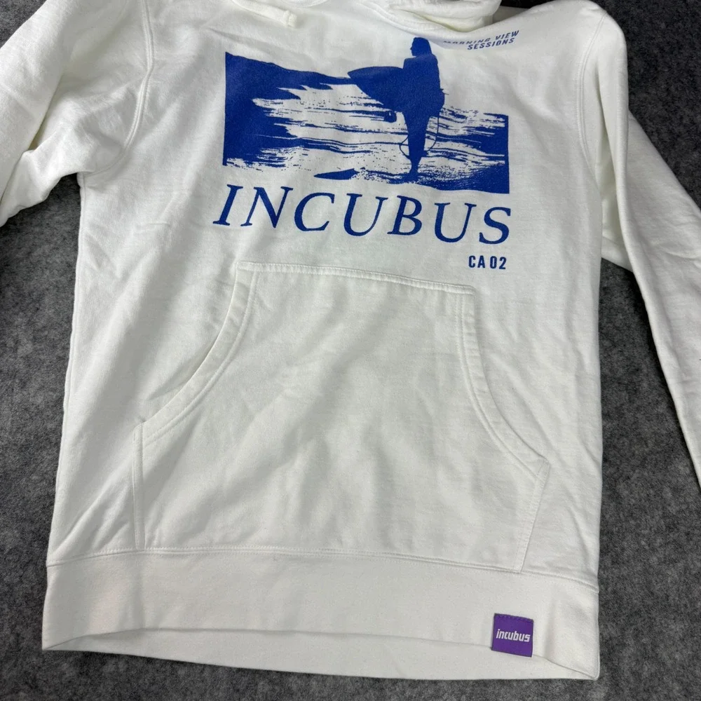 Incubus Morning View Sessions CA 02 Band Hoodie White Blue Graphic Small